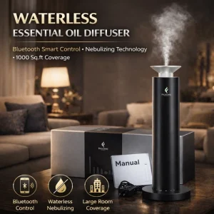 Waterless Essential Oil Diffuser Bluetooth Nebulizing Cordless Hotel Scent 1000S